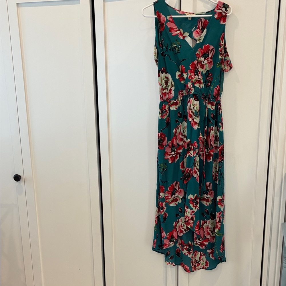Lucky Brand Floral Dress - Teal and Red and Pink